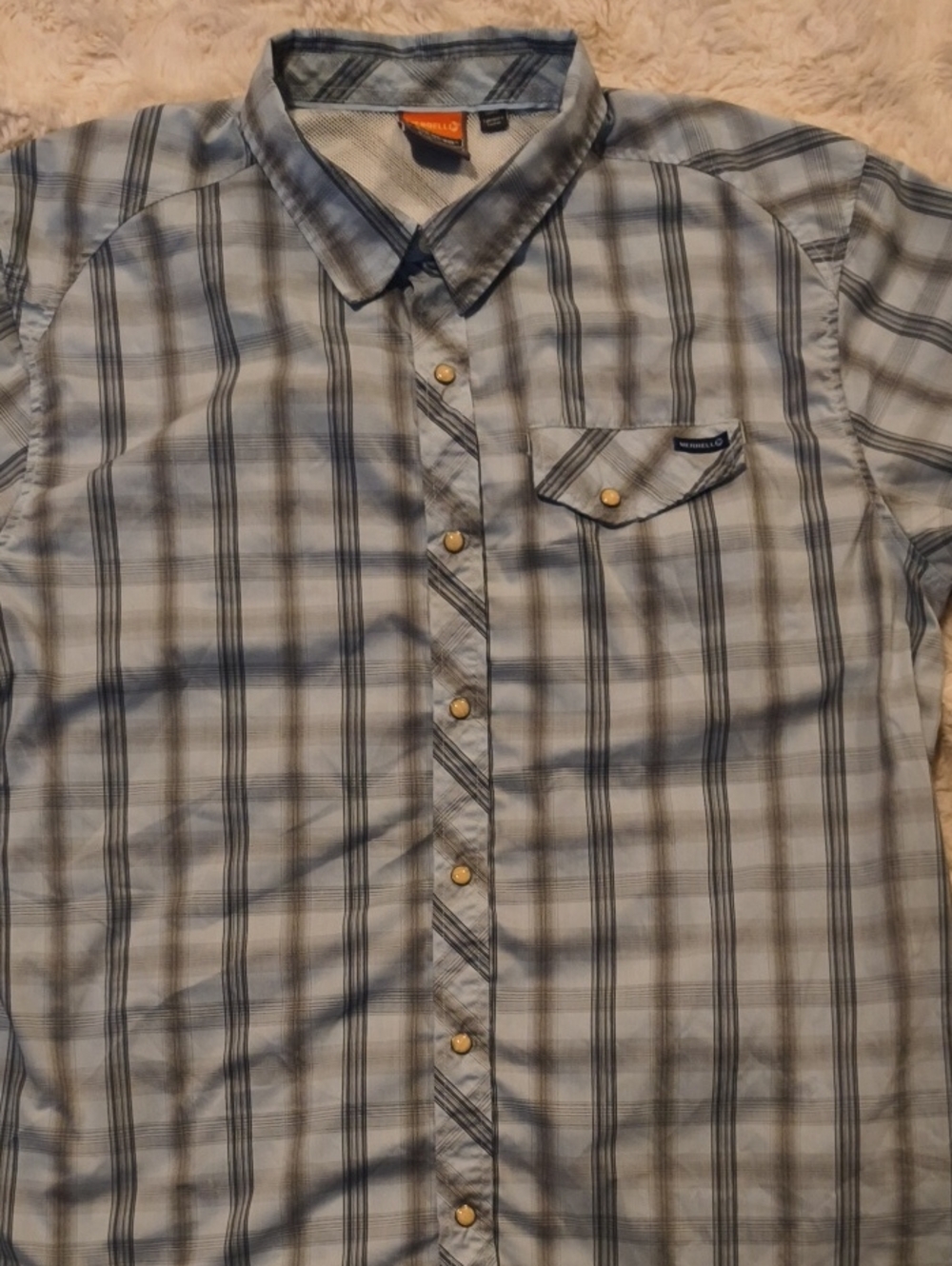Merrell Men's Short-Sleeve Plaid Pearl Button-Down Shirt - Hiking Shirt